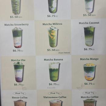 Ding Tea Westminster - Matcha/Coffee Menu with pics - August 2026 - Bubble Tea Near Me - Westminster, California