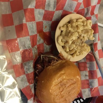 Big Mikes BBQ - This is the brisket sandwich with cole slaw and I had a side of mac and cheese. The sandwiches come by themselves so the sides are extra. - Southern Near Me - Cary, North Carolina