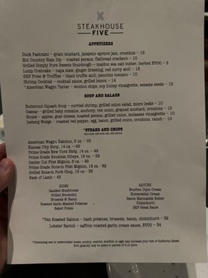 Menu photo 4 Steakhouse Five Murfreesboro, TN