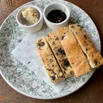 Fire & the Feast - House focaccia with shallot butter and balsamic - Italian Near Me - Edmonds, Washington