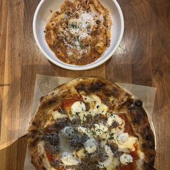 North Italia - spice sausage pizza and bolognese with different noodle - Italian Near Me - Plano, Texas