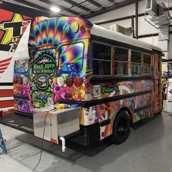 Head Shop On Wheels - Short bus getting wrapped - Head Shops Near Me - Austin, Texas
