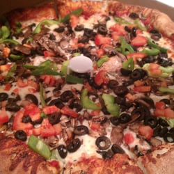 Pizza Factory - Veggie pizza - olives, green peppers, tomatoes, mushrooms
