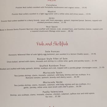 Spain Restaurant - Menu on one side - Spanish Near Me - Cranston, Rhode Island