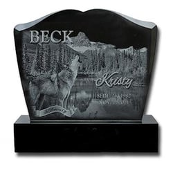 ArcLight Laser - Laser engraved memorial monument on black granite.