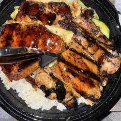 Teriyaki Madness - Salmon and teriyaki chicken bowl so delicious