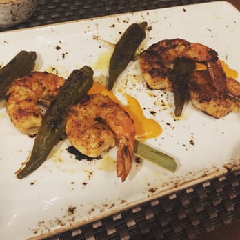 Savor - Shrimp skewers with fried okra - New American Near Me - Atlanta, Georgia Savor - Shrimp skewers with fried okra - New American Near Me - Atlanta, Georgia