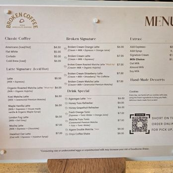 Broken Coffee - Spring Mountain - Menu - Coffee & Tea Near Me - Las Vegas, Nevada