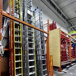 The Home Depot - A few of the ladders that are available.