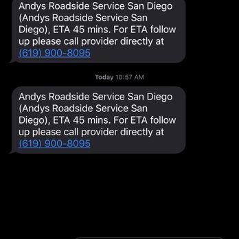 Andys Roadside service - Proof that service had to requested twice. - Roadside Assistance Near Me - Spring valley, California Andys Roadside service - Proof that service had to requested twice. - Roadside Assistance Near Me - Spring valley, California