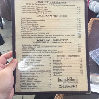 Juana & Gloria - The menu they gave us - Dominican Near Me - Union City, New Jersey