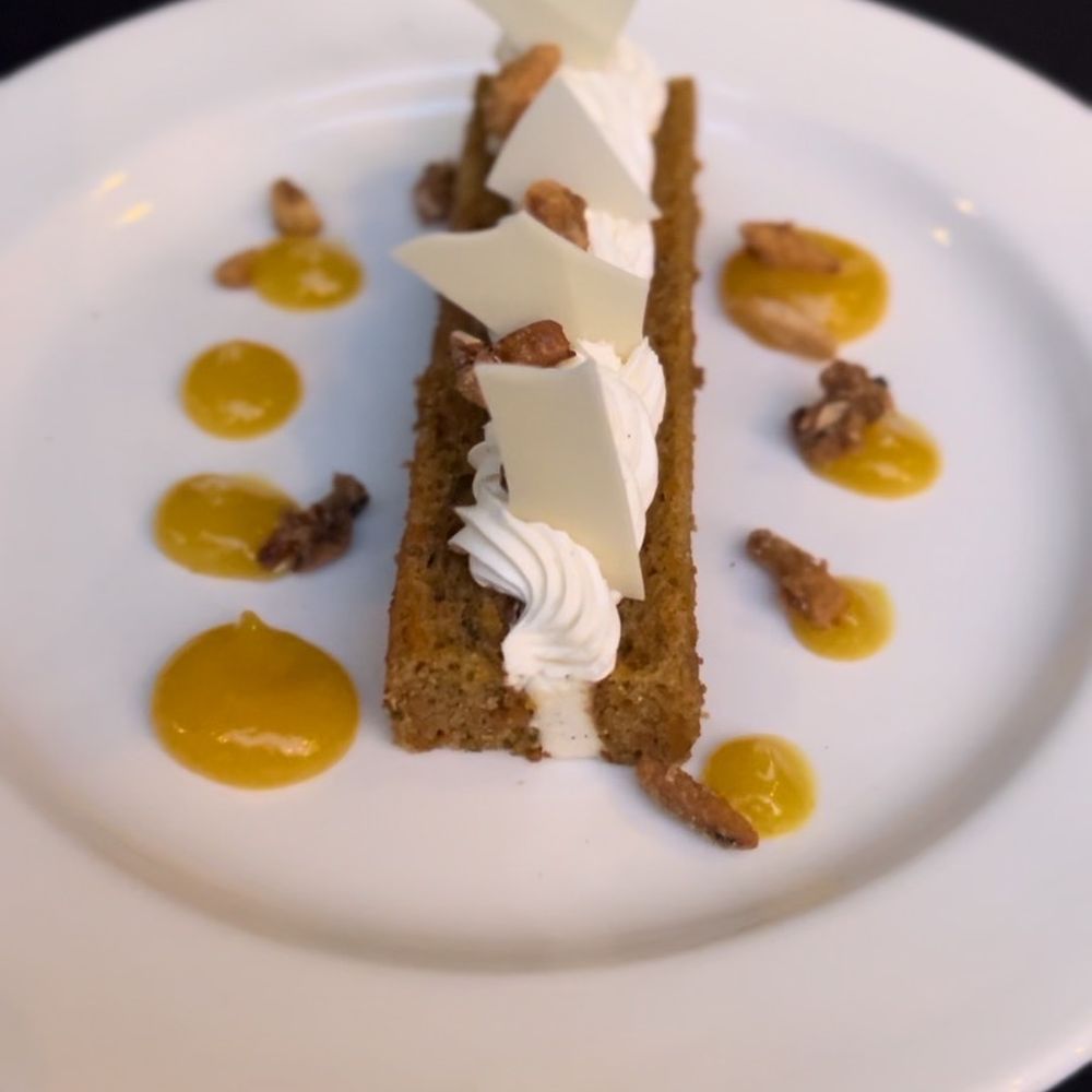 The Belvedere Inn - Carrot Cake - vanilla butter cream, caramelized almond, confit orange - New American Near Me - Lancaster, Pennsylvania