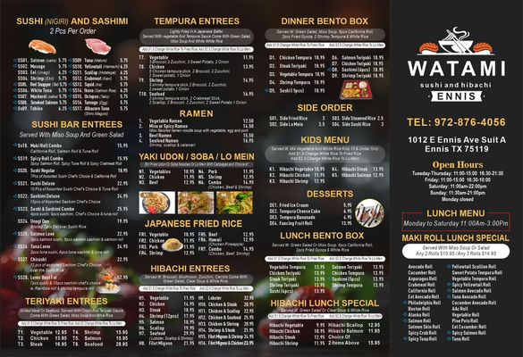 Menu photo 8 Watami Sushi Hibachi Ennis, TX Menu photo 8 Watami Sushi Hibachi Ennis, TX