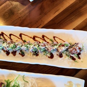 Kodo Sushi Sake - Kodo roll with Bluefin tuna,Avocado,Cucumber,Asparagus,Toro,Chile, Garlic crunch flakes, Green Onion - Sushi Bars Near Me - Scottsdale, Arizona Kodo Sushi Sake - Kodo roll with Bluefin tuna,Avocado,Cucumber,Asparagus,Toro,Chile, Garlic crunch flakes, Green Onion - Sushi Bars Near Me - Scottsdale, Arizona