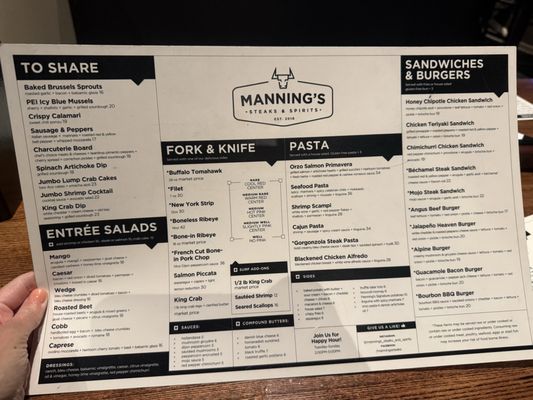 Menu photo 3 Manning’s Steaks And Spirits Littleton, CO