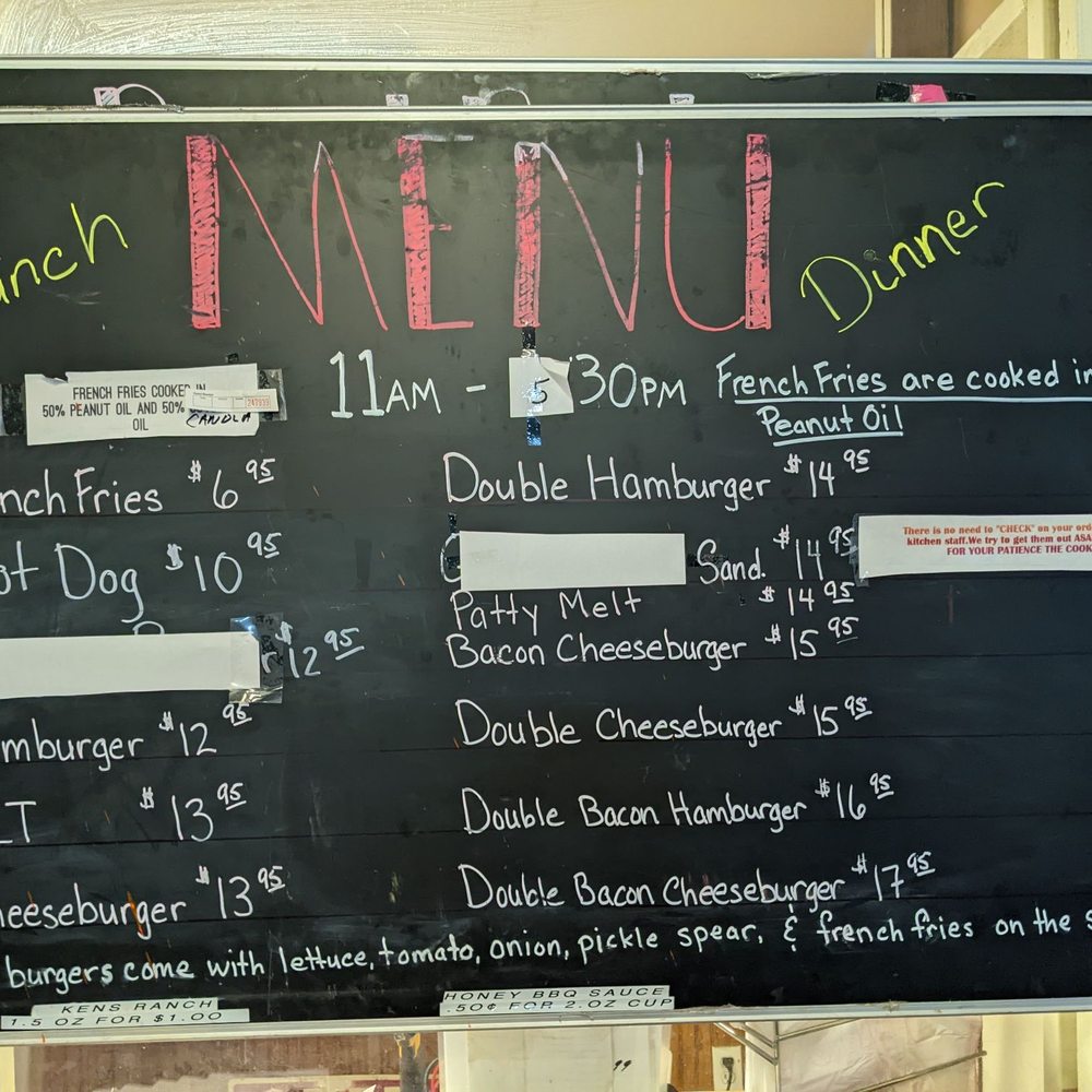 Lunch/dinner menu