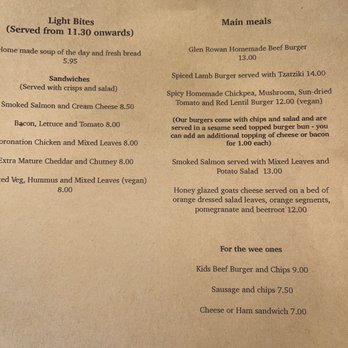 Glen Rowan Cafe - Menu - Scottish Near Me - Invermoriston, HLD Glen Rowan Cafe - Menu - Scottish Near Me - Invermoriston, HLD