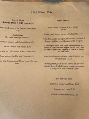 Menu photo 2 Glen Rowan Cafe Invermoriston, HLD Menu photo 2 Glen Rowan Cafe Invermoriston, HLD