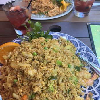 Nicky's Thai Kitchen - Pineapple Fried Rice with shrimp and Spicy Basil Fried Rice with sangria - Thai Near Me - Pittsburgh, Pennsylvania Nicky's Thai Kitchen - Pineapple Fried Rice with shrimp and Spicy Basil Fried Rice with sangria - Thai Near Me - Pittsburgh, Pennsylvania