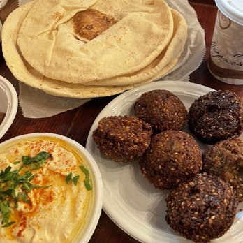 Karam Restaurant - Humus, falafel and fresh pita and let's not forget the sweet hot tea -- perfect late nite meal -- this Palestinian was very impressed !!! - Middle Eastern Near Me - Brooklyn, New York