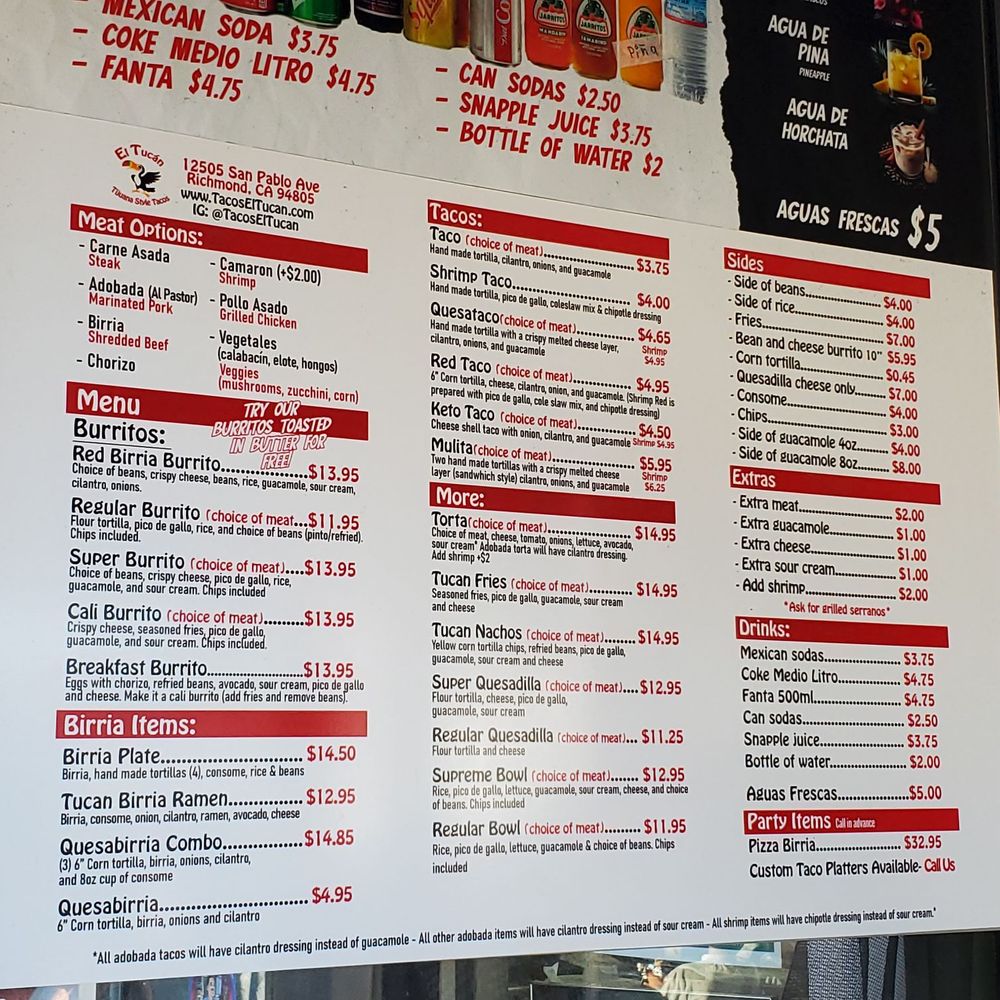 Tacos El Tucan - Menu - Mexican Near Me - Richmond, California Tacos El Tucan - Menu - Mexican Near Me - Richmond, California