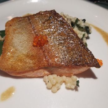 Noe Restaurant and Bar - Sockeye Salmon copper river wild caught sockeye salmon, swiss chard, dashi cous cous, champagne butter, salmon caviar - Bars Near Me - Los Angeles, California Noe Restaurant and Bar - Sockeye Salmon copper river wild caught sockeye salmon, swiss chard, dashi cous cous, champagne butter, salmon caviar - Bars Near Me - Los Angeles, California