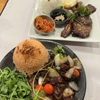 Pho Ha Noi - Shaking beef with tomato rice and Korean ribs dish - Vietnamese Near Me - Cupertino, California