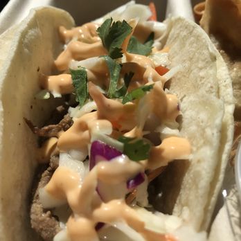 UMAI SLC - 2 teriyaki steak Asian style street tacos on a corn tortilla. Includes Asian slaw, sriracha aioli, and cilantro. - Food Trucks Near Me