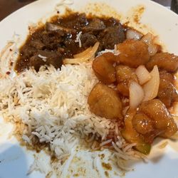 Jimmy's - Rice with Mutton curry & some sweet chilly chicken