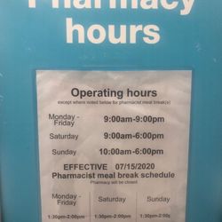 Walgreens - Pharmacy hours (as of April 2023)