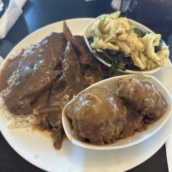 Dulan's On Crenshaw - Short ribs, dressing, cabbage and greens - Soul Food Near Me - Los Angeles, California Dulan's On Crenshaw - Short ribs, dressing, cabbage and greens - Soul Food Near Me - Los Angeles, California
