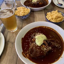Mole Negro with chicken, rice Mole Negro with chicken, rice