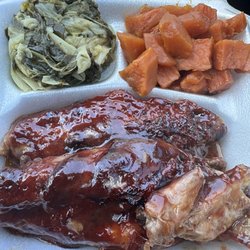 BBQ Turkey wings, yams, collard/greens