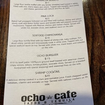 Ocho Cafe Tacos & Tequila - Chef Specials (side 2) - Mexican Near Me - Weymouth, Massachusetts Ocho Cafe Tacos & Tequila - Chef Specials (side 2) - Mexican Near Me - Weymouth, Massachusetts