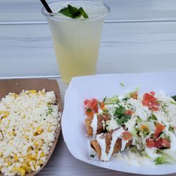 Street corn, pear spritz, tacos dorados (chicken)