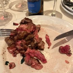 A lot of grizzle and an example of how undercooked the meat was. A lot of grizzle and an example of how undercooked the meat was.