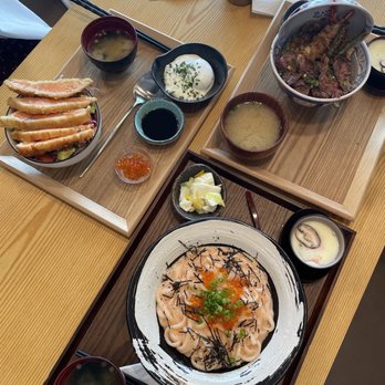 Tendon Kohaku - Mentaiko Udon, Beef Steak Aimori Tendon Set, Salmon Katsu - Japanese Near Me - Bellevue, Washington
