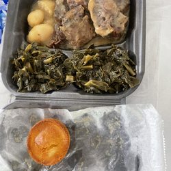 Herman's Soul Food & Catering - Oxtails, greens, corn bread