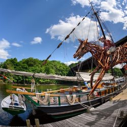 Hudson River Sloop Clearwater - History resting at dock In Kingston NY.