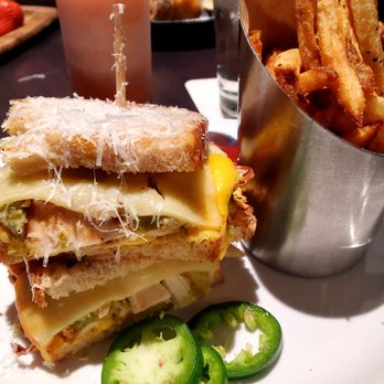 The General Public - Green Chile Grilled Cheese with Chicken sandwich - New American Near Me - Houston, Texas The General Public - Green Chile Grilled Cheese with Chicken sandwich - New American Near Me - Houston, Texas