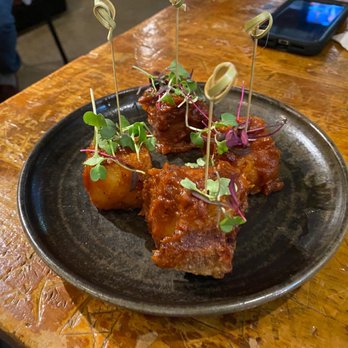 Montsweag Restaurant - Pork Belly Lollipops - yum! - American Near Me - Woolwich, Maine Montsweag Restaurant - Pork Belly Lollipops - yum! - American Near Me - Woolwich, Maine