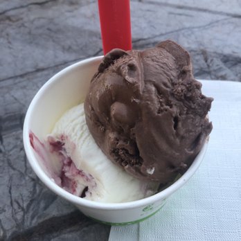 High Point Creamery - Salty Dog Chocolate & Basil with Blackberry swirl - Ice Cream & Frozen Yogurt Near Me - Denver, Colorado High Point Creamery - Salty Dog Chocolate & Basil with Blackberry swirl - Ice Cream & Frozen Yogurt Near Me - Denver, Colorado