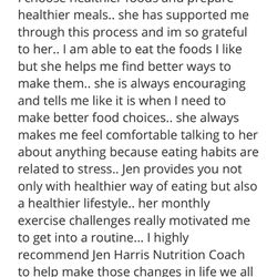 Jen Harris Nutrition Coach - Love getting positive reviews from my amazing clients