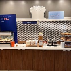Breakfast - baked goods (mini cinnamon rolls looked delish)