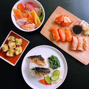 Kashiwagi - Chirashi Bowl, Salmon Special Nigiri, Agedashi Tofu side, Saba Shioyaki Bento w/ Ohitashi & Nukazuke - Sushi Bars Near Me - Portland, Oregon Kashiwagi - Chirashi Bowl, Salmon Special Nigiri, Agedashi Tofu side, Saba Shioyaki Bento w/ Ohitashi & Nukazuke - Sushi Bars Near Me - Portland, Oregon