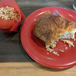 GF muffin and GF partly eaten quiche!