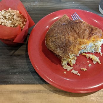 Big Horn Cafe - GF muffin and GF partly eaten quiche! - Breakfast & Brunch Near Me - Radium Hot Springs, British Columbia