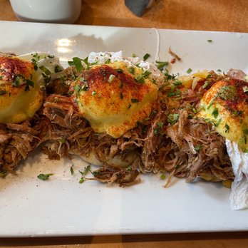 Brownstone Pancake Factory - Carnitas Eggs Benedict - Breakfast & Brunch Near Me - Edgewater, New Jersey Brownstone Pancake Factory - Carnitas Eggs Benedict - Breakfast & Brunch Near Me - Edgewater, New Jersey
