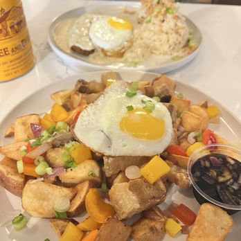 Neighborhood Cafe - 7/4/26- front: House Hash/back: biscuits & gravy w garlic friend rice - Bubble Tea Near Me - Tukwila, Washington Neighborhood Cafe - 7/4/26- front: House Hash/back: biscuits & gravy w garlic friend rice - Bubble Tea Near Me - Tukwila, Washington