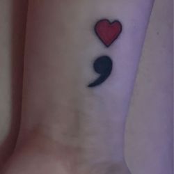 Tattoos by Drew - Semicolon tattoo on my wrist as it's something I've wanted since I was 12